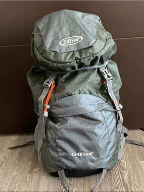 G4Free Men's Olive Green & Gray Outdoor Backpack with Orange Accents